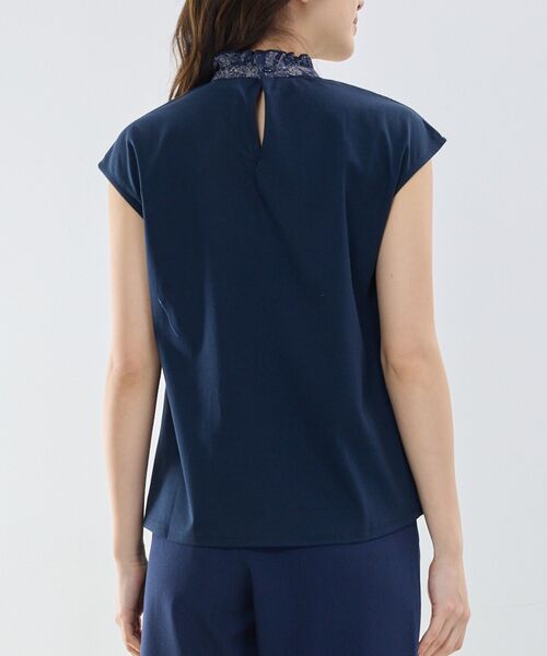 NARACAMICIE / ナラカミーチェ カットソー | 【NARACAMICIE】ラインフラワープリントコンビハイネックトップス | 詳細6