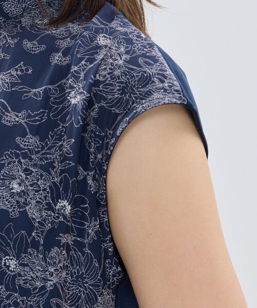 NARACAMICIE / ナラカミーチェ カットソー | 【NARACAMICIE】ラインフラワープリントコンビハイネックトップス | 詳細9