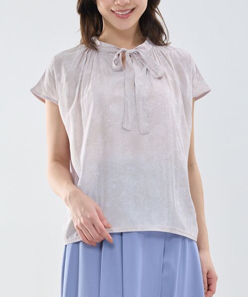 NARACAMICIE / ナラカミーチェ カットソー | 【NARACAMICIE】ラインフラワープリントコンビリボントップス | 詳細2