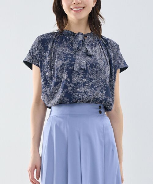 NARACAMICIE / ナラカミーチェ カットソー | 【NARACAMICIE】ラインフラワープリントコンビリボントップス | 詳細3