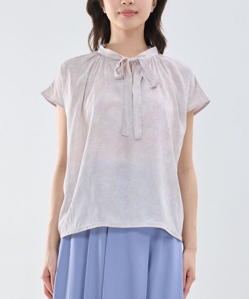 NARACAMICIE / ナラカミーチェ カットソー | 【NARACAMICIE】ラインフラワープリントコンビリボントップス | 詳細4