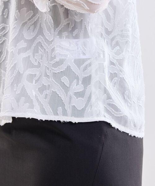 NARACAMICIE / ナラカミーチェ シャツ・ブラウス | 【NARACAMICIE】カットジャガードリボン付き七分袖ブラウス | 詳細10