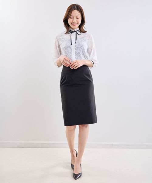 NARACAMICIE / ナラカミーチェ シャツ・ブラウス | 【NARACAMICIE】カットジャガードリボン付き七分袖ブラウス | 詳細11