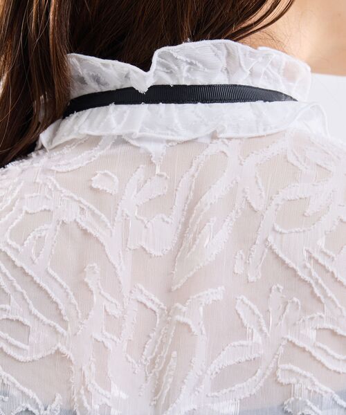 NARACAMICIE / ナラカミーチェ シャツ・ブラウス | 【NARACAMICIE】カットジャガードリボン付き七分袖ブラウス | 詳細8