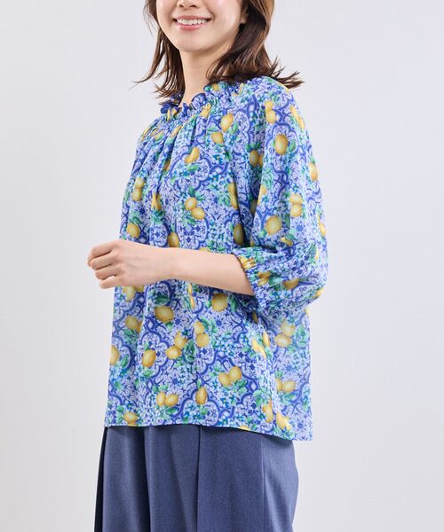 NARACAMICIE / ナラカミーチェ シャツ・ブラウス | 【NARACAMICIE】レモン柄七分袖プルオーバー | 詳細1