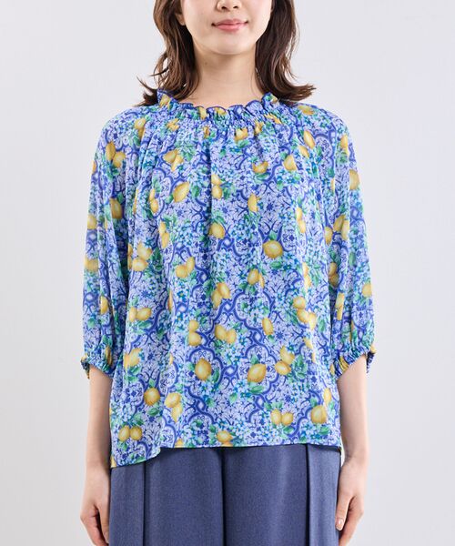 NARACAMICIE / ナラカミーチェ シャツ・ブラウス | 【NARACAMICIE】レモン柄七分袖プルオーバー | 詳細3