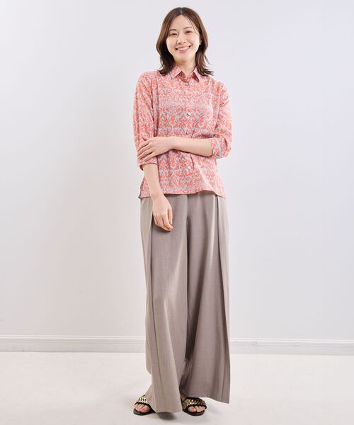 NARACAMICIE / ナラカミーチェ シャツ・ブラウス | 【NARACAMICIE】ハンドブロック風プリント七分袖シャツ | 詳細11