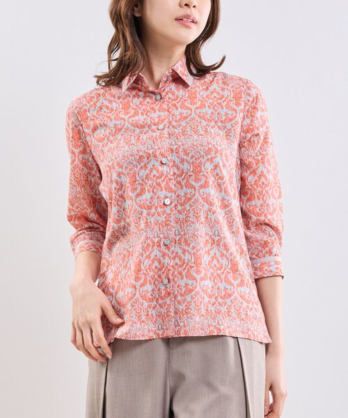 NARACAMICIE / ナラカミーチェ シャツ・ブラウス | 【NARACAMICIE】ハンドブロック風プリント七分袖シャツ | 詳細2