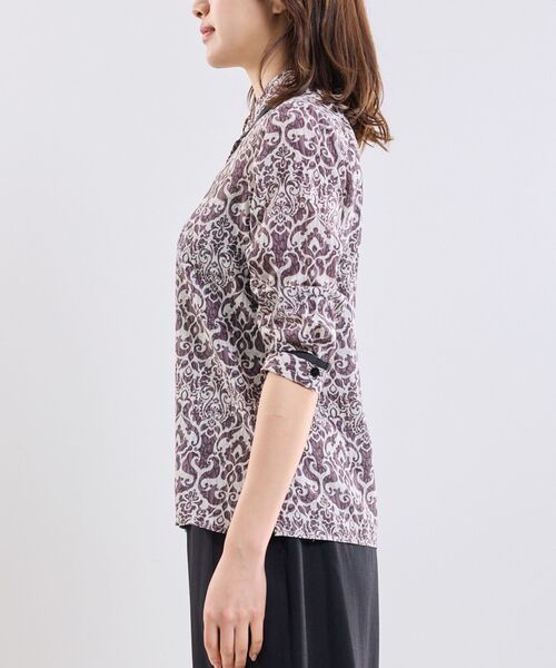 NARACAMICIE / ナラカミーチェ シャツ・ブラウス | 【NARACAMICIE】ハンドブロック風プリント七分袖シャツ | 詳細4