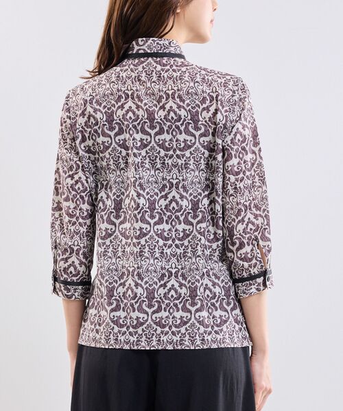 NARACAMICIE / ナラカミーチェ シャツ・ブラウス | 【NARACAMICIE】ハンドブロック風プリント七分袖シャツ | 詳細5