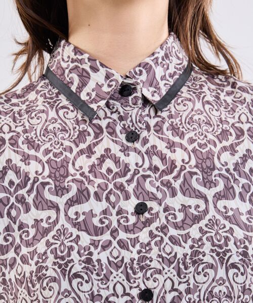 NARACAMICIE / ナラカミーチェ シャツ・ブラウス | 【NARACAMICIE】ハンドブロック風プリント七分袖シャツ | 詳細6