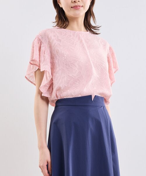 NARACAMICIE / ナラカミーチェ シャツ・ブラウス | 【NARACAMICIE】カットジャガードフリル半袖ブラウス | 詳細2