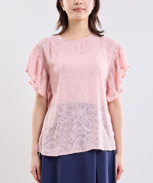 NARACAMICIE / ナラカミーチェ シャツ・ブラウス | 【NARACAMICIE】カットジャガードフリル半袖ブラウス | 詳細3