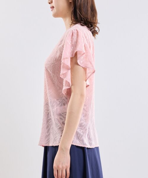 NARACAMICIE / ナラカミーチェ シャツ・ブラウス | 【NARACAMICIE】カットジャガードフリル半袖ブラウス | 詳細4