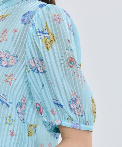 NARACAMICIE / ナラカミーチェ シャツ・ブラウス | 【NARACAMICIE】GENIUS SEA柄フリル半袖ブラウス | 詳細12