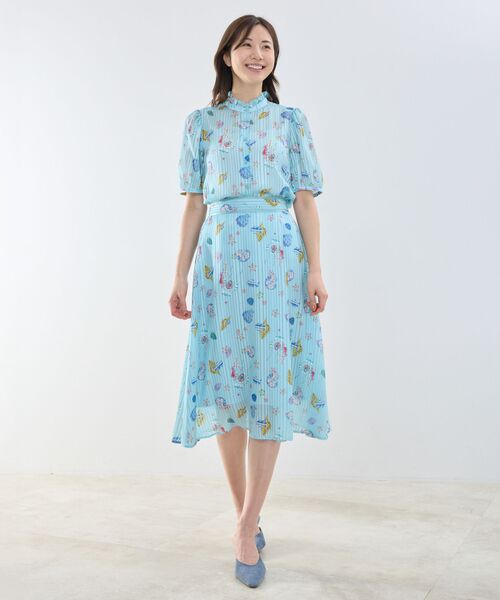 NARACAMICIE / ナラカミーチェ シャツ・ブラウス | 【NARACAMICIE】GENIUS SEA柄フリル半袖ブラウス | 詳細14