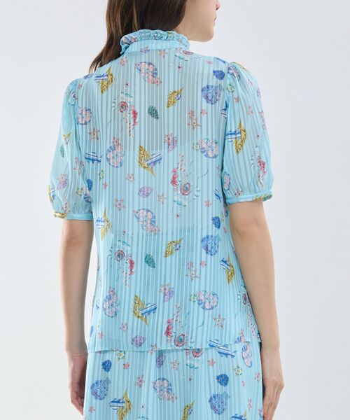 NARACAMICIE / ナラカミーチェ シャツ・ブラウス | 【NARACAMICIE】GENIUS SEA柄フリル半袖ブラウス | 詳細8