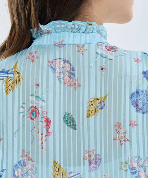 NARACAMICIE / ナラカミーチェ シャツ・ブラウス | 【NARACAMICIE】GENIUS SEA柄フリル半袖ブラウス | 詳細10