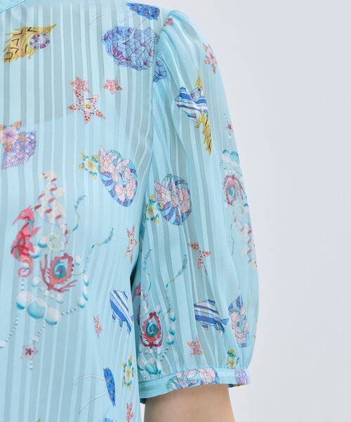 NARACAMICIE / ナラカミーチェ シャツ・ブラウス | 【NARACAMICIE】GENIUS SEA柄フリル半袖ブラウス | 詳細11