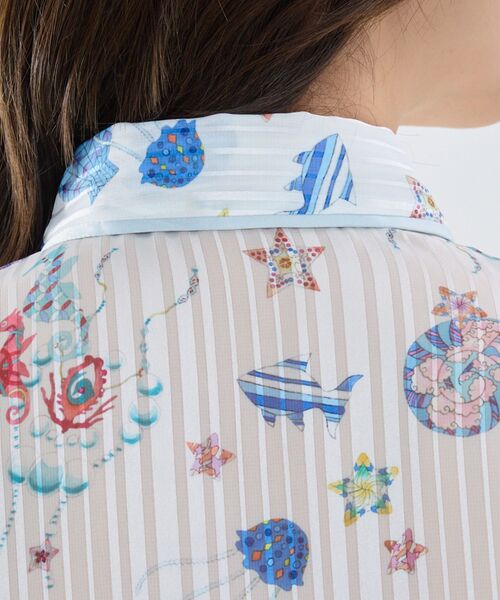 NARACAMICIE / ナラカミーチェ シャツ・ブラウス | 【NARACAMICIE】GENIUS SEA柄ボウタイ付き配色半袖ブラウス | 詳細7