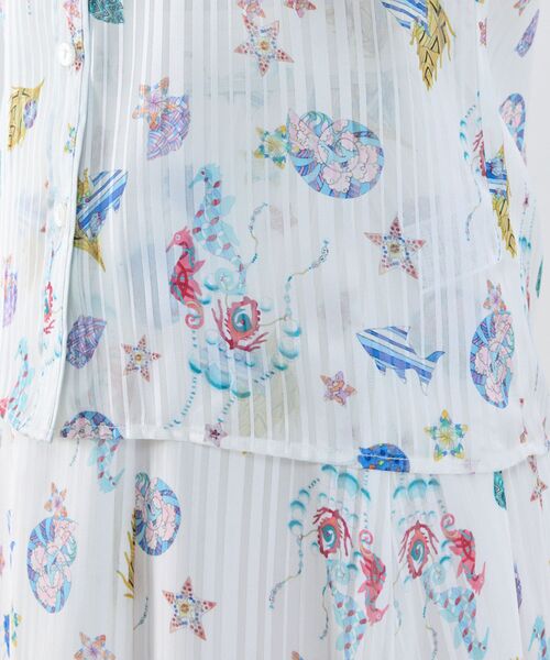 NARACAMICIE / ナラカミーチェ シャツ・ブラウス | 【NARACAMICIE】GENIUS SEA柄ボウタイ付き配色半袖ブラウス | 詳細9