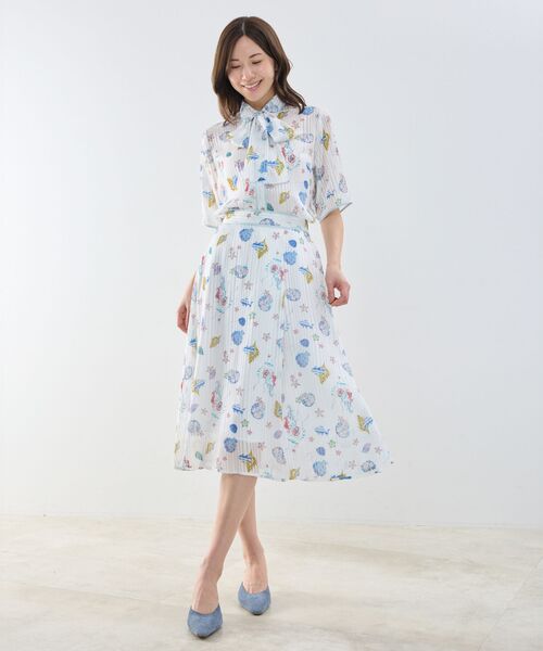 NARACAMICIE / ナラカミーチェ シャツ・ブラウス | 【NARACAMICIE】GENIUS SEA柄ボウタイ付き配色半袖ブラウス | 詳細10