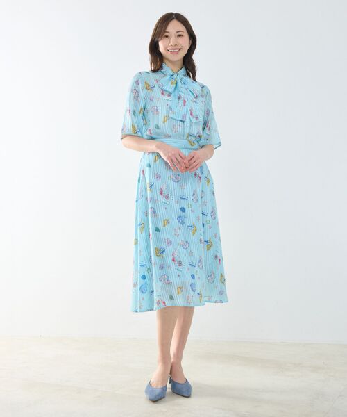 NARACAMICIE / ナラカミーチェ シャツ・ブラウス | 【NARACAMICIE】GENIUS SEA柄ボウタイ付き配色半袖ブラウス | 詳細14