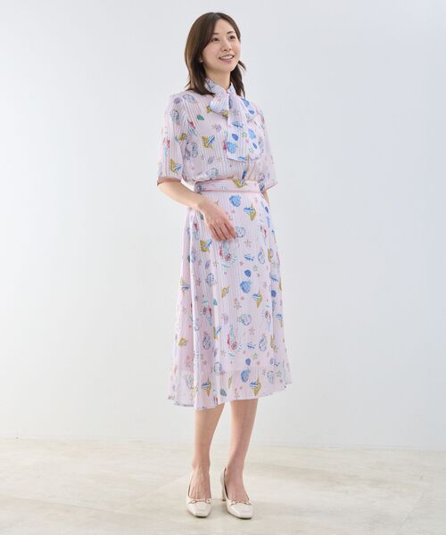 NARACAMICIE / ナラカミーチェ シャツ・ブラウス | 【NARACAMICIE】GENIUS SEA柄ボウタイ付き配色半袖ブラウス | 詳細17