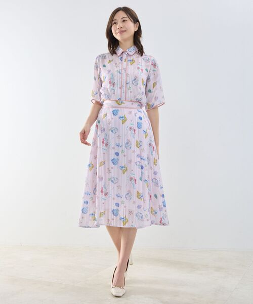 NARACAMICIE / ナラカミーチェ シャツ・ブラウス | 【NARACAMICIE】GENIUS SEA柄ボウタイ付き配色半袖ブラウス | 詳細18