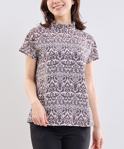 NARACAMICIE / ナラカミーチェ シャツ・ブラウス | 【NARACAMICIE】ハンドブロック風プリント半袖ブラウス | 詳細1