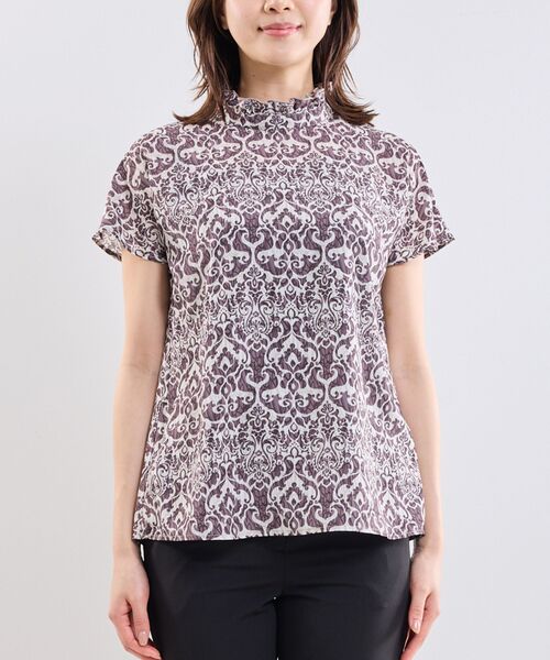 NARACAMICIE / ナラカミーチェ シャツ・ブラウス | 【NARACAMICIE】ハンドブロック風プリント半袖ブラウス | 詳細3