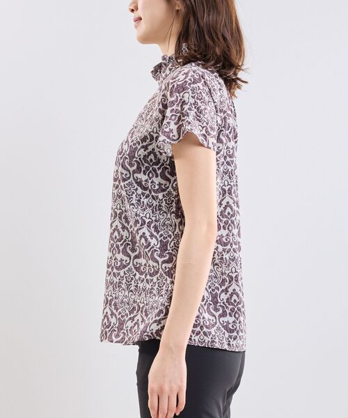 NARACAMICIE / ナラカミーチェ シャツ・ブラウス | 【NARACAMICIE】ハンドブロック風プリント半袖ブラウス | 詳細4