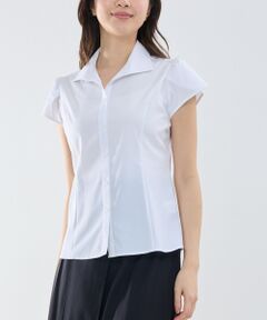 NARACAMICIE / ナラカミーチェ シャツ・ブラウス | 【NARACAMICIE】ツイルスタンドカラーチューリップスリーブ半袖ブラウス