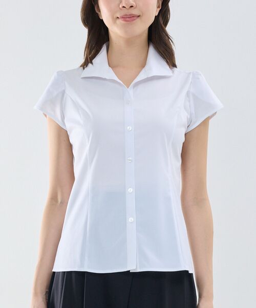 NARACAMICIE / ナラカミーチェ シャツ・ブラウス | 【NARACAMICIE】ツイルスタンドカラーチューリップスリーブ半袖ブラウス | 詳細2