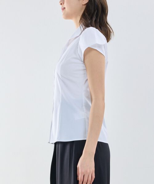 NARACAMICIE / ナラカミーチェ シャツ・ブラウス | 【NARACAMICIE】ツイルスタンドカラーチューリップスリーブ半袖ブラウス | 詳細3