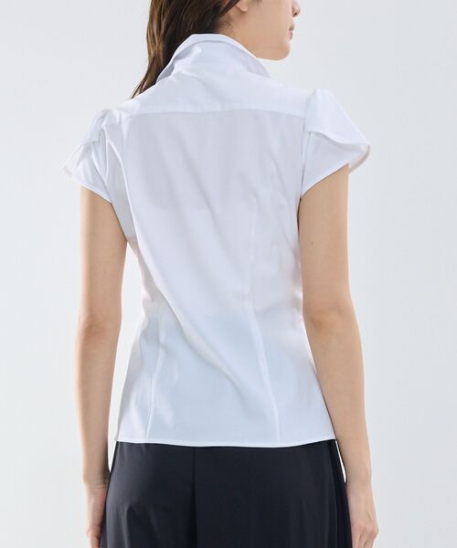 NARACAMICIE / ナラカミーチェ シャツ・ブラウス | 【NARACAMICIE】ツイルスタンドカラーチューリップスリーブ半袖ブラウス | 詳細4