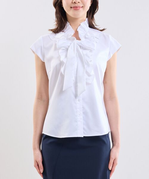 NARACAMICIE / ナラカミーチェ シャツ・ブラウス | 【NARACAMICIE】ツイルボウタイフリル半袖ブラウス | 詳細3