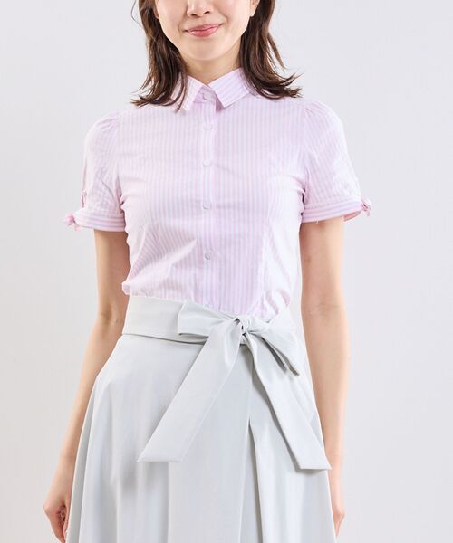 NARACAMICIE / ナラカミーチェ シャツ・ブラウス | 【NARACAMICIE】ラメストライプ半袖シャツ | 詳細1