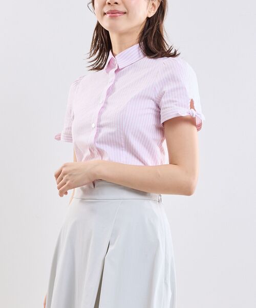 NARACAMICIE / ナラカミーチェ シャツ・ブラウス | 【NARACAMICIE】ラメストライプ半袖シャツ | 詳細2