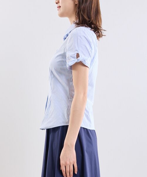 NARACAMICIE / ナラカミーチェ シャツ・ブラウス | 【NARACAMICIE】ラメストライプ半袖シャツ | 詳細5