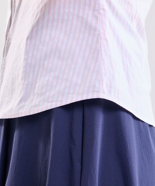 NARACAMICIE / ナラカミーチェ シャツ・ブラウス | 【NARACAMICIE】ラメストライプバンドカラー半袖ブラウス | 詳細10
