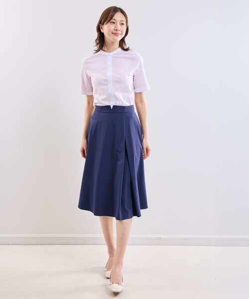 NARACAMICIE / ナラカミーチェ シャツ・ブラウス | 【NARACAMICIE】ラメストライプバンドカラー半袖ブラウス | 詳細12