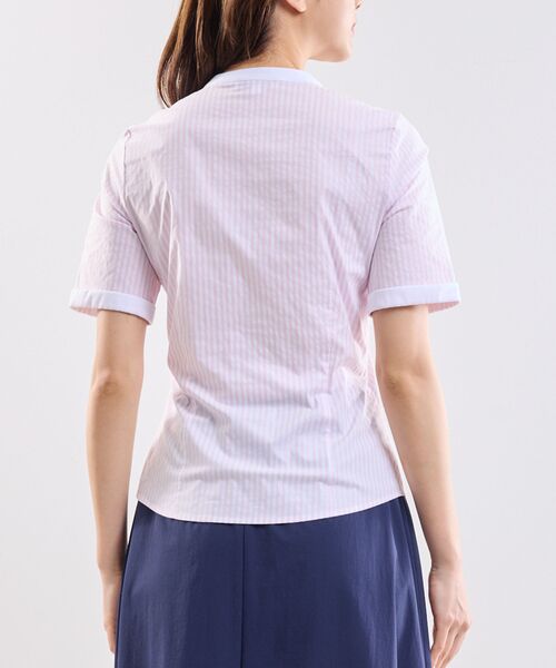 NARACAMICIE / ナラカミーチェ シャツ・ブラウス | 【NARACAMICIE】ラメストライプバンドカラー半袖ブラウス | 詳細6