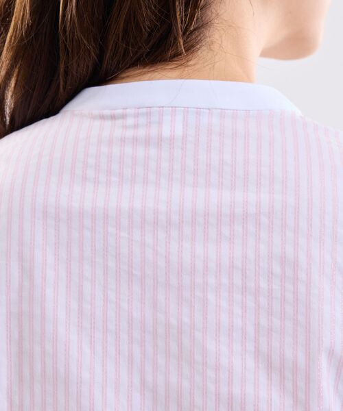 NARACAMICIE / ナラカミーチェ シャツ・ブラウス | 【NARACAMICIE】ラメストライプバンドカラー半袖ブラウス | 詳細8