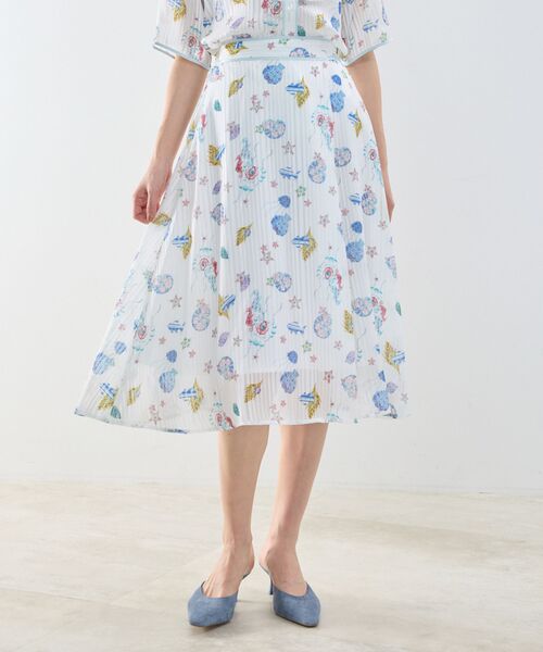 NARACAMICIE / ナラカミーチェ ミニ・ひざ丈スカート | 【NARACAMICIE】GENIUS SEA柄スカート | 詳細1