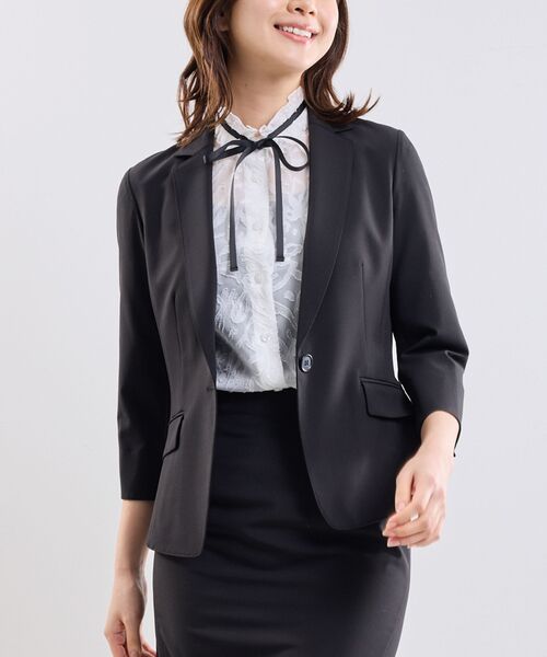 NARACAMICIE / ナラカミーチェ テーラードジャケット | 【NARACAMICIE】【セットアップスーツ対応】ストレッチライトツイルテーラードジャケット(ブラック)