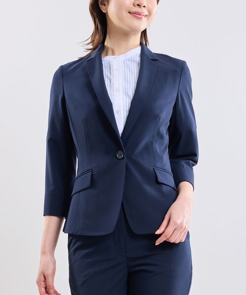 NARACAMICIE / ナラカミーチェ テーラードジャケット | 【NARACAMICIE】【セットアップスーツ対応】ストレッチライトツイルテーラードジャケット(ネイビー)