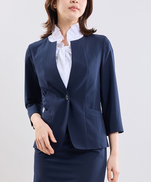 NARACAMICIE / ナラカミーチェ テーラードジャケット | 【NARACAMICIE】【セットアップスーツ対応】ストレッチライトツイルノーカラージャケット | 詳細3