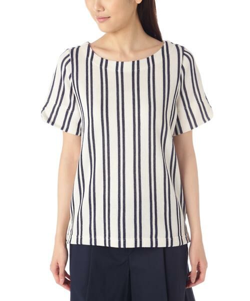 ＊＊NATURAL BEAUTY BASIC / ナチュラルビューティーベーシック カットソー | カノコストライプ半袖プルオーバー | 詳細1