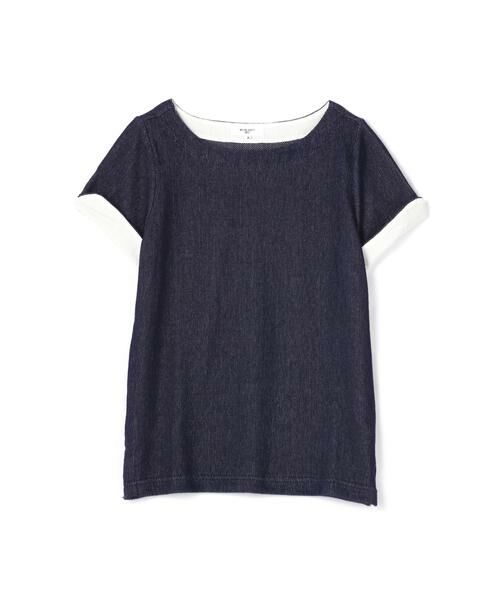 ＊＊NATURAL BEAUTY BASIC / ナチュラルビューティーベーシック カットソー | カノコストライプ半袖プルオーバー（ネイビームジ）